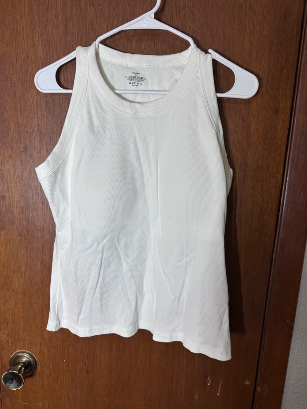 Classic White Ribbed Tank Top - Sleeveless Scoop Neck